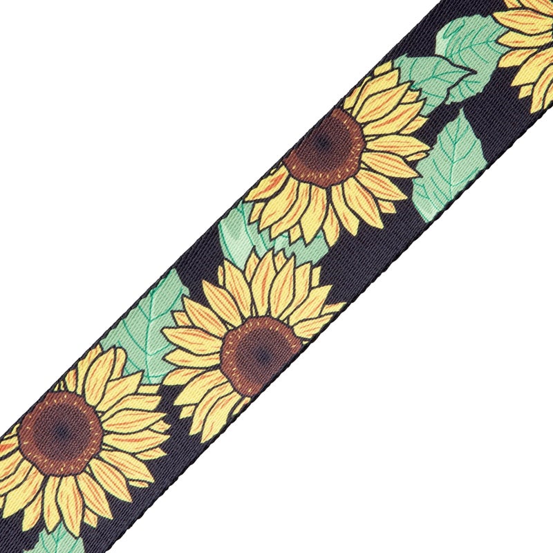 Levy's Leathers 2" Polyester Guitar Strap Sunflower Design; Black, Yellow, Green, and Brown (MP2-009) - Image 2